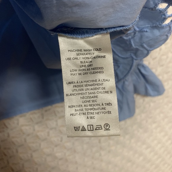 Free People Maisie Eyelet Blouson Top Women Sz M Blue Sleeve 100%Cotton - Picture 10 of 14